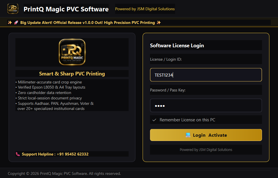 Secure Hardware License Login